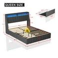 thumbnail image 3 of Queen Size Bed Frame with LED Lights, Modern Platform Bed with 4 Under-bed Drawers, Mattress Foundation with Upholstered Headboard, for Bedroom, Apartment, Dark Grey, 3 of 9