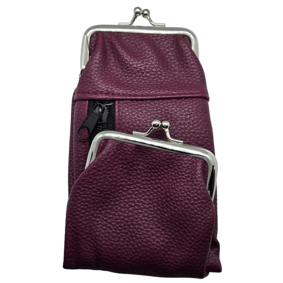 Delux 100s Cigarette Case with 2 Compartment one for ID, CC The Other for Change. Faux Leather. (Burgundy)