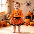 thumbnail image 2 of JIAYUE Baby Girls 2 Piece Halloween Outfits Ruffle Shoulder Long Sleeve Bodysuit And Bow Decor Skirt For Holiday Theme Parties,9-12 Months, 2 of 8