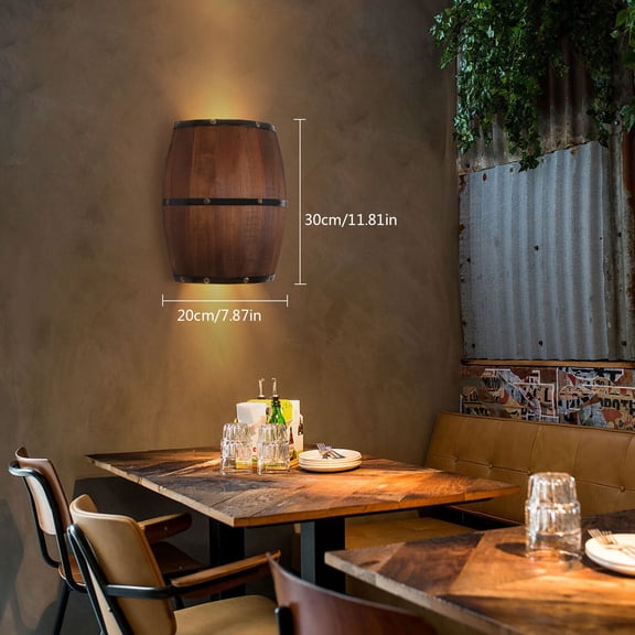 DENEST Semicircular Barrel Wood Wall Light Wooden Lampshade for Bedroom, Restaurant