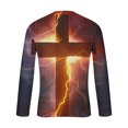 thumbnail image 4 of Blusas y camisas de manga larga con cuello redondo para hombre, blusas casuales de manga larga con cuello redondo, blusas estampadas, blusas de poliéster para hombre, 4 of 5