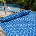 thumbnail image 3 of Lazy Daze Hammocks Quilted Fabric Hammock with Pillow for Two Person Double Size Spreader Bar Heavy Duty Stylish, Blue Floral, 3 of 7