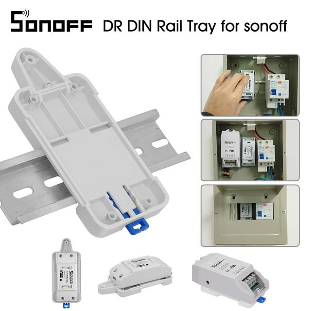SONOFF Sonoff DR DIN Rail Mounting Tray for Smart Home Devices - White ABS, Fire-Retardant V0, Compatible with Sonoff Basic/RF/Pow/TH10/16/Dual/G1, Easy Installation, Includes 4*M3 Screws