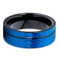 thumbnail image 2 of Blue Hammered Wedding Ring,Black Tungsten Ring,Tungsten Carbide Ring,Engagement Ring,Unique Black Ring, 2 of 4