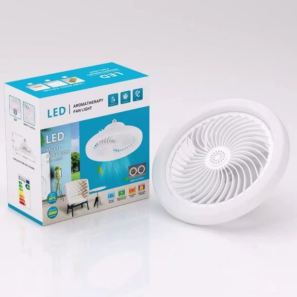 Ventilador de techo con luz Lámpara LED moderna y silenciosa para sala de estar (A) Blanco