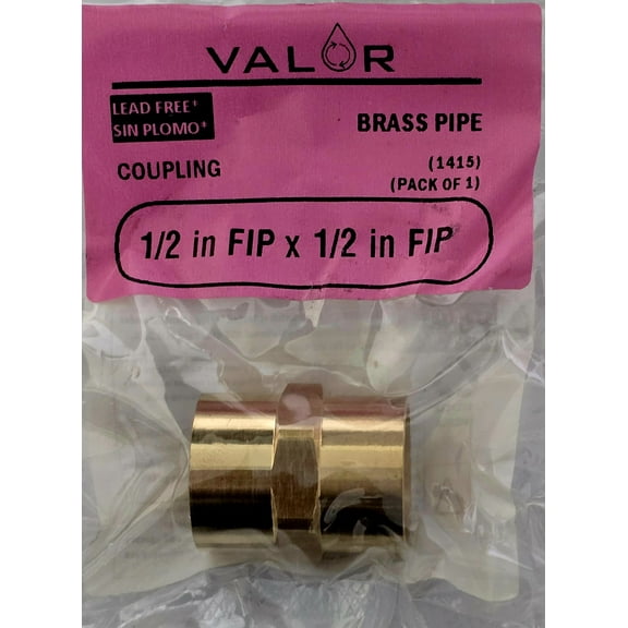 Valor 1415-1P Brass 1/2 in FIP x 1/2 in FIP Coupling for Fuel/Air/Water/Boat/Gas/Oil