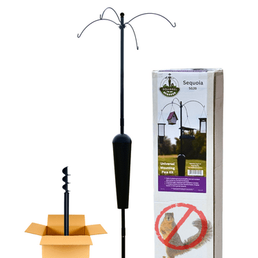 Squirrel Stopper Sequoia Squirrel Proof Pole System with 4 Hanging Stations - Bird Feeder Pole System Only