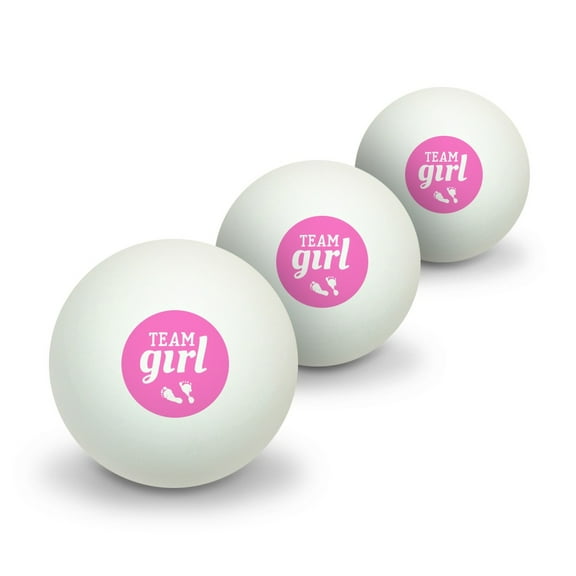 Team Girl Baby Pink Footprints Novelty Table Tennis Ping Pong Ball 3 Pack