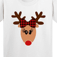 thumbnail image 4 of Inktastic Cute Girl Reindeer with Buffalo Plaid Bow Youth T-Shirt, 4 of 5