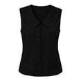 thumbnail image 6 of Shihyeh Women’s Sleeveless Peter Pan Collar Solid Color Casual Cutwork Detail Blouse Top, 6 of 7
