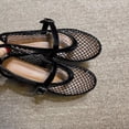 thumbnail image 2 of Mesh Ballet Flats for Women Breathable Fishnet Flats with Buckle Casual Work Shoes, 2 of 9