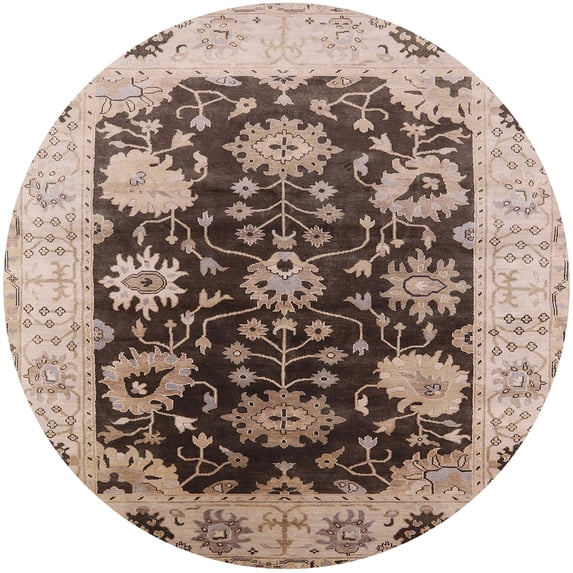 Ahgly Company Machine Washable Indoor Round Industrial Modern Sepia Brown Area Rugs, 4' Round
