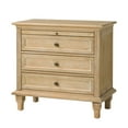 thumbnail image 4 of Tina's Home Farmhouse Natural Soild wood End Table with Charging Station, 3 Drawer Side Table with Pull-Out Tray for Living Room, Small Spaces, 4 of 5