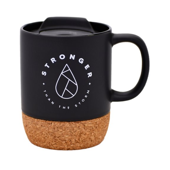 DEXSA Stronger Than The Storm Designer Cork Bottom Mug with Lid - 14 oz