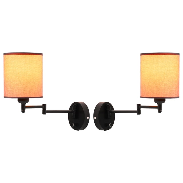 Luz De Pared Con Brazo Oscilante, Luces De Pared Modernas Con Pantalla De Lino, Instalación Enchufable O Montada, Enchufe E27 Para Dormitorio, Sala De Estar, Oficina 2 Piezas Moyic HA024947-03
