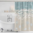 thumbnail image 3 of Blue Coastal Starfish Shower Curtain, Waterproof Shower Curtains for Bathroom, Summer Beach Ocean Abstract Art Washable Fabric Bathtub Curtain Set Bath Decor with 12 Hooks Long 72"x84", 3 of 8
