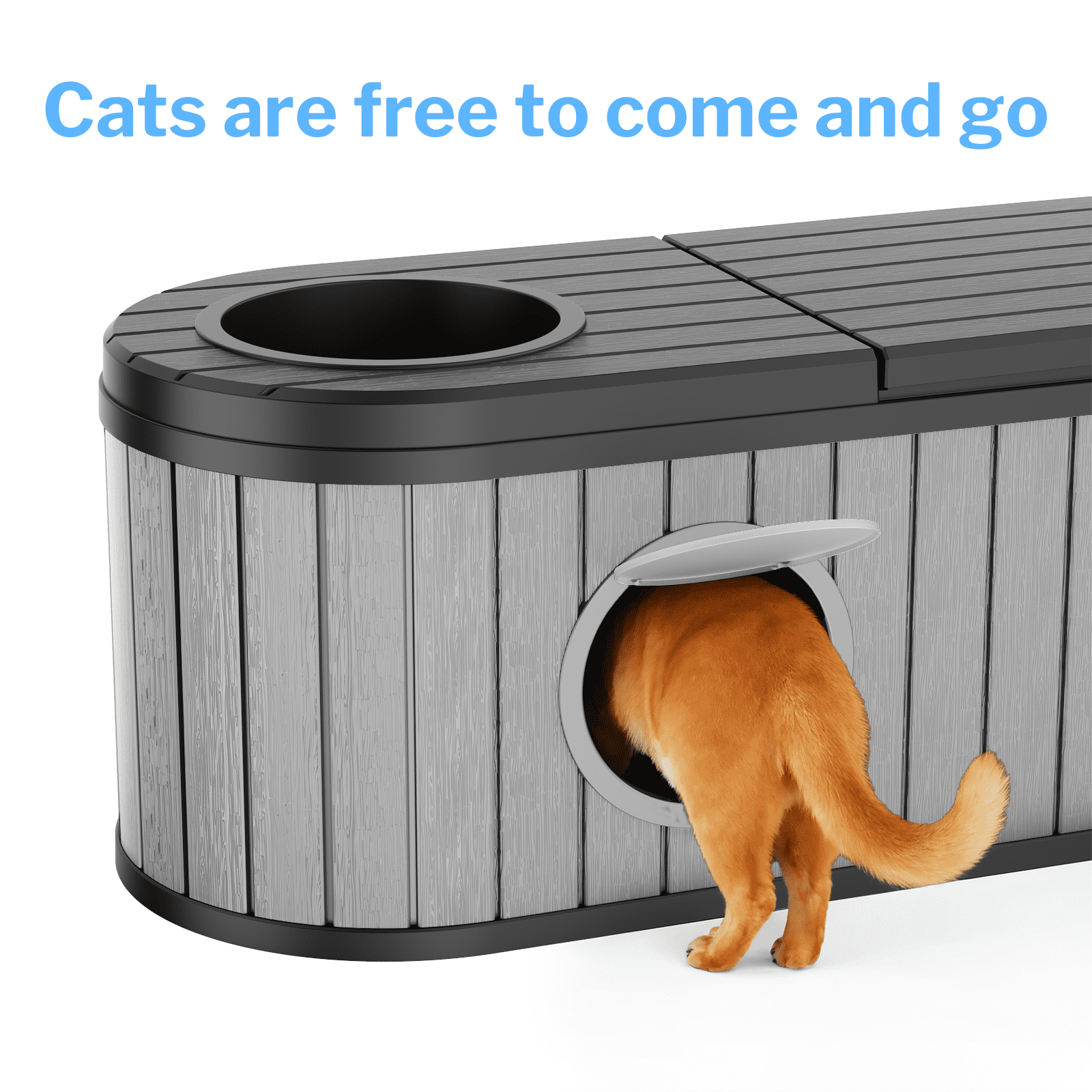 ZUCONKITCH Hidden Cat Litter Box Enclosure - Resin Furniture with Odor Control, Vented Design (Indoor/Outdoor, Black, 63.11"×17.8"×17.13")