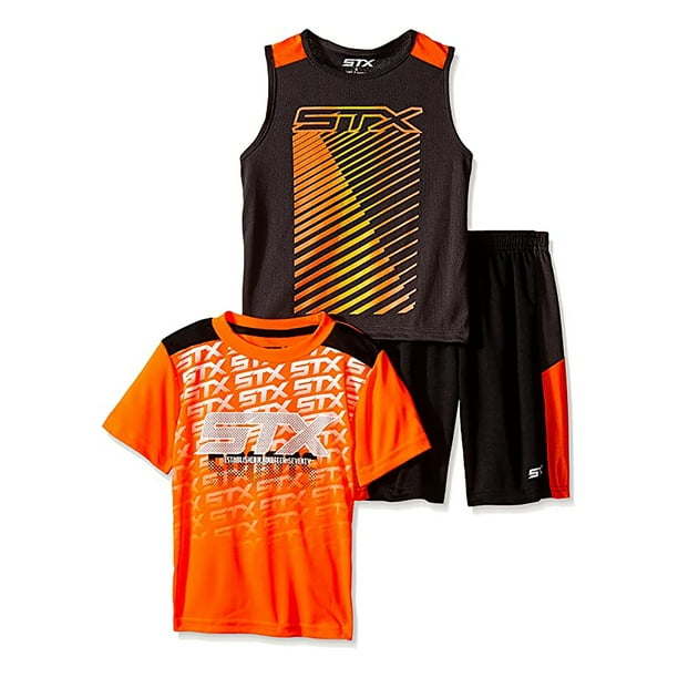 STX Neon Orange 3 Pcs Shirt Top Shorts Active Set Outfit Boys - Walmart.com