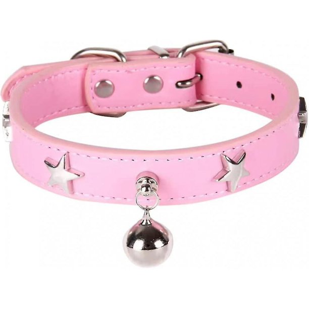 Collar para perro Veeki con campana y tachuelas de estrella, Collar para perro para gato, cachorro, Collar para perro pequeño, mediano y grande, Collar para mascota de longitud aju
