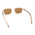thumbnail image 7 of Hipster Dad Fashion Double Rim Narrow Rectangular Luxury Sunglasses Gold Peach - Brown, 7 of 7
