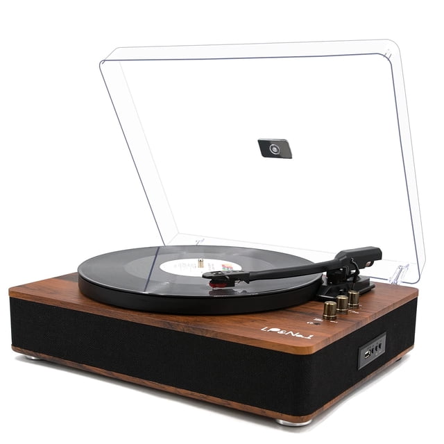 Tocadiscos LP&NO.1 con altavoces USB de caoba