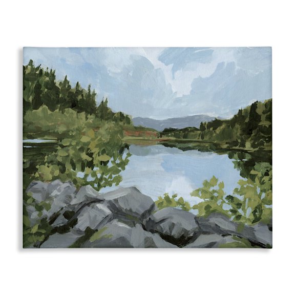 Stupell Industries Coastal Woodland Lake Rocky Shore Canvas Art, 30 x 24, by Victoria Barnes