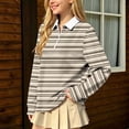 thumbnail image 4 of SERTGUTR Girls Striped Half Zip Shirt, Long Sleeve Turn Down Collar Top, Loose Casual School Uniform Shirt, Everyday Outdoor Daily Shirt, 4 of 9