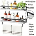 thumbnail image 2 of 16" Wall-Mounted Floating Shelves W/Storage Basket and Rack & Towel Bar, Home 2+1-Tier White Wood Wall Shelf for Decor & Storage for Livingroom Kitchen Bedroom, Bathroom Shelves Over The Toilet, 2 of 7