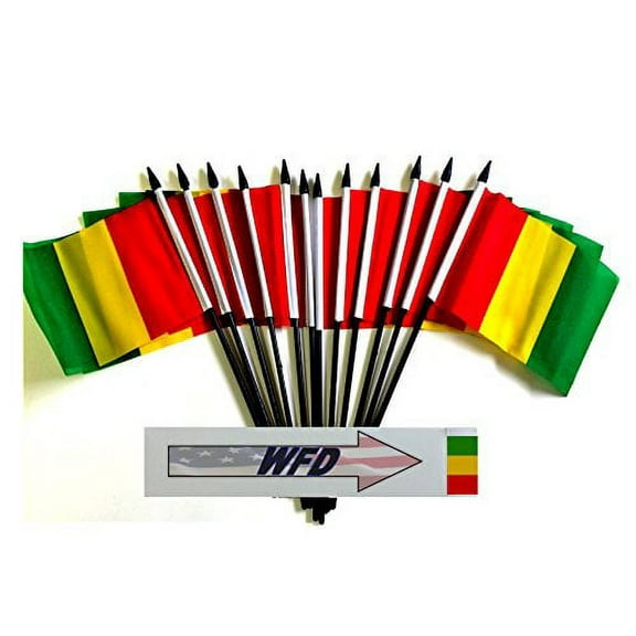 Pack of 12 4"x6" Guinea Polyester Miniature Office Desk & Little Table Flags, 1 Dozen 4"x 6" Guinean Small Mini Hand Waving Stick Flags (Flags Only)