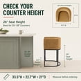 thumbnail image 3 of ClinQ Counter Height Bar Stool Set of 2, 26 in Fabric Upholstered Seat, Metal Legs for Indoor Dining Room and Kitchen Island, Yellow, 3 of 12