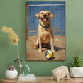 thumbnail image 2 of Labrador Retriever Cute Dog Volleyball Poster Canvas – Retro Labrador Retriever Dog Batter in Action With Volleyball for Themed Living Room, 2 of 5