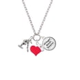 thumbnail image 2 of Delight Jewelry Silvertone Gymnast Balance Beam - Red Heart Nurse Strong Zoe Necklace, 2 of 4