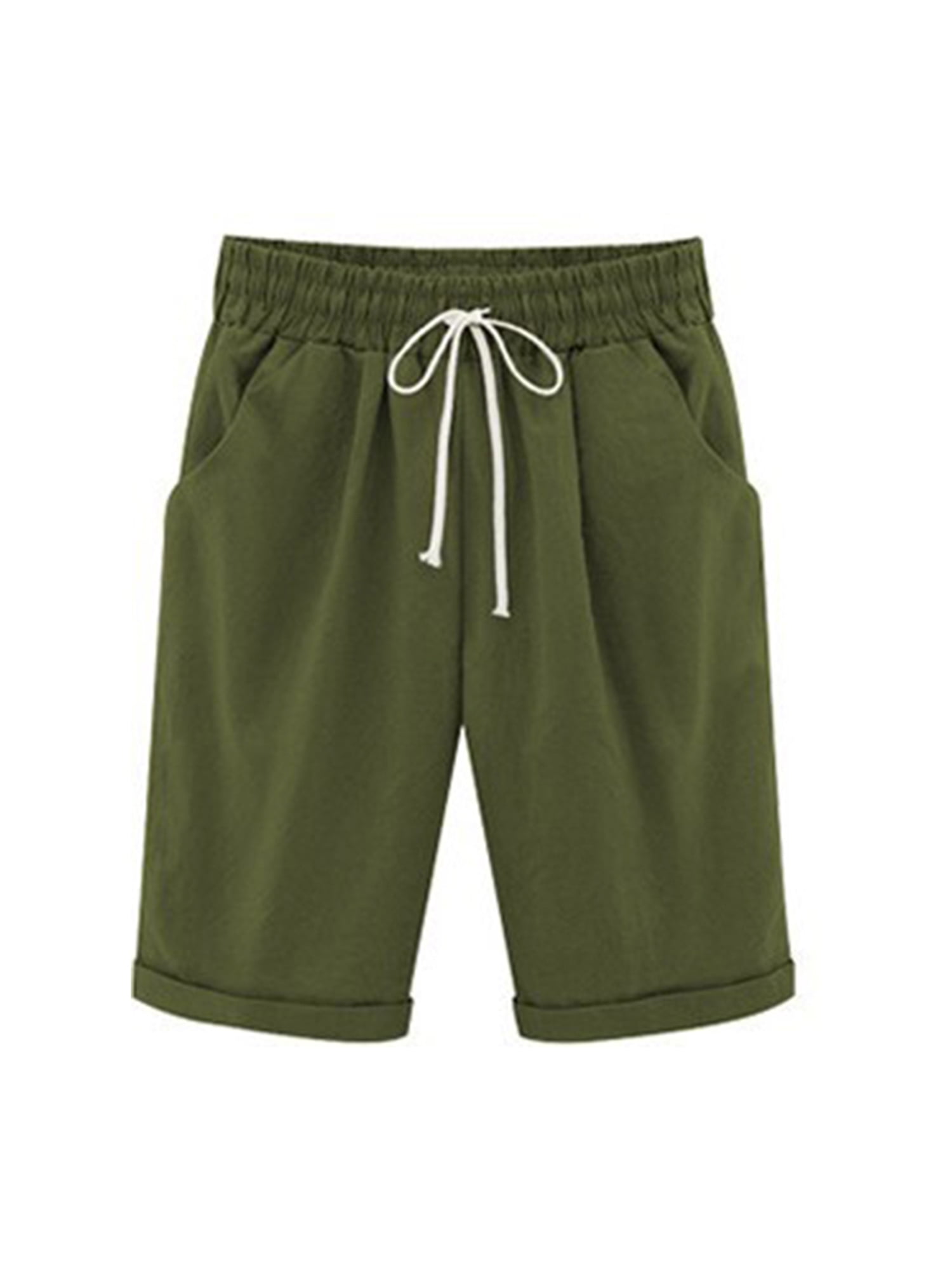 Women Elastic Waist Bermuda Shorts Plus 