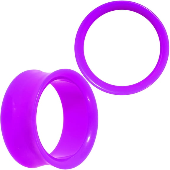 Body Candy Womens 2Pc Purple UV Acrylic Saddle Plugs Double Flare Plug Tunnel Ear Plug Gauges 26mm