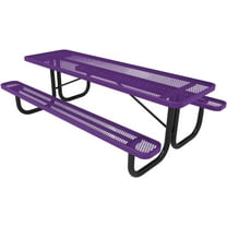 Coated Outdoor Furniture Heavy-Duty Portable Outdoor Picnic Table, Thermoplastic Coated Expanded Metal Commercial-Grade Patio Dining Furniture Made in America (8ft Rectangular, Purple)