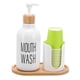 thumbnail image 1 of Dispensador de enjuague bucal Tbestmax de plástico blanco de 500 ml con portavasos, 1 of 7