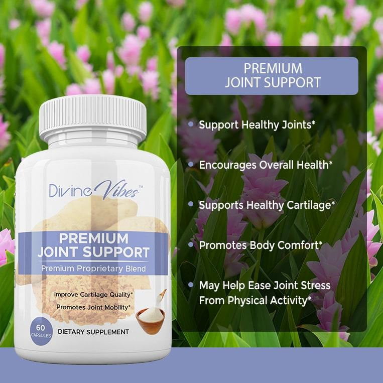 Divine Vibes Premium Joint Support Supplement - Glucosamine Sulfate, Chondroitin, MSM & Turmeric - Mobility & Cartilage Formula - 60 Capsules