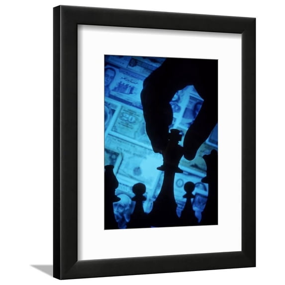 Hand Holding Chess Piece in Front of Currency, Framed Art Print Wall Art by Gary Conner Sold by Art.Com