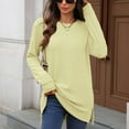 thumbnail image 5 of Aihuaihua Black Long Sleeve Shirt Womens Round Neck Side Split Work Out Shirts Pullover Tunics Tunic Tops Womens Fall Shirts Yellow XXL, 5 of 9