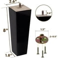 thumbnail image 2 of VASGOR 8 inch Wood Furniture Legs - Square Sofa Legs, Couch Leg - Brown Mid-Century Modern Replacement Legs for Armchair Recliner Coffee Table Dresser (4 PCS), 2 of 6