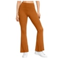 thumbnail image 2 of hlysgo Womens Leggings Yoga Pants High Elastic Waist Tummy Control Flared Trousers Workout Gym Soft Comfy Pant with Pockets Orange,S, 2 of 6