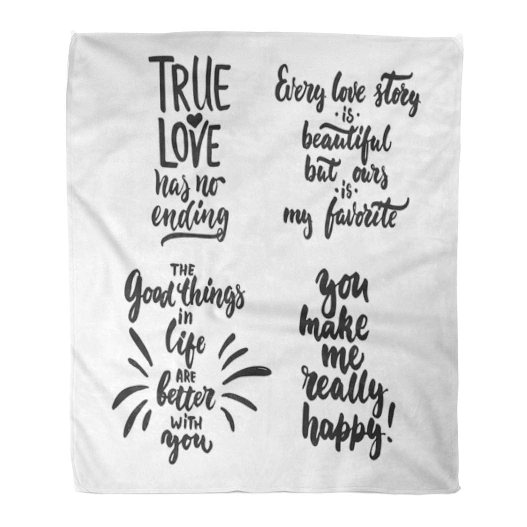 KDAGR Flannel Throw Blanket Saint Valentines Day Lettering Phrases