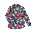 thumbnail image 4 of Xdegoge 4Th of July Patriotic Button Down Shirt for Women USA American Flag Long Sleeve Collared Stars and Stripes Fireworks Graphic Relaxed Fit Summer Tops Independence Day Celebration Outfits, 4 of 5
