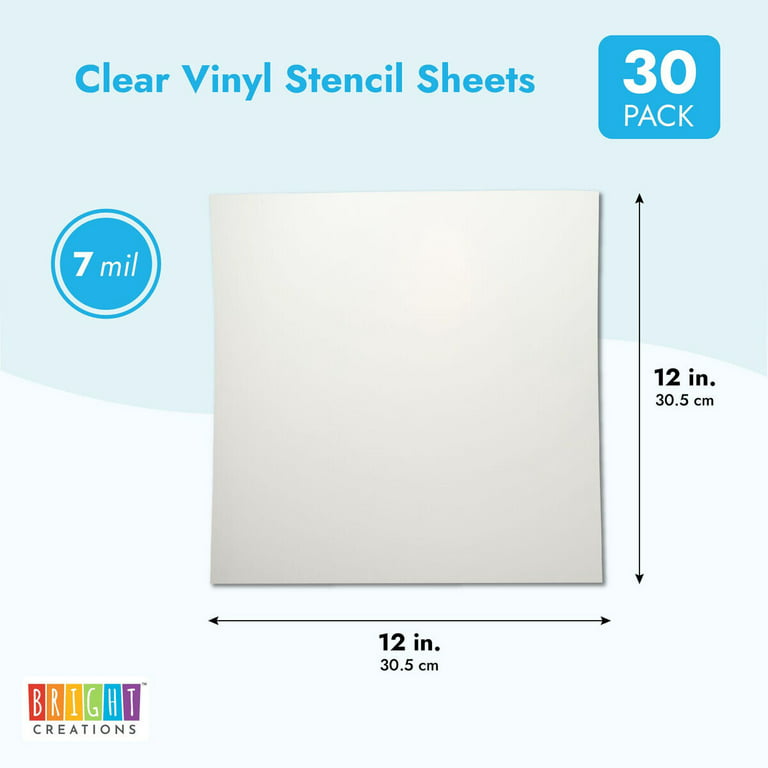 30x Clear Blank Stencil Vinyl Paper Acetate Sheets for Crafts, 7 Mil, 12 x  12 In