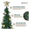 thumbnail image 3 of Árbol de Navidad Verde Tipo Lápiz Plegable 1.80 metros Esquimal + 150 Luces Led + Estrella + 35 Esferas Doradas, 3 of 6