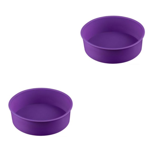 kurtrusly Wedding Birthday Party Cake Restaurant Reusable Washable Mousse Round Mould Kitchen Gadget Accessories Purpe 8 Inch 2Set