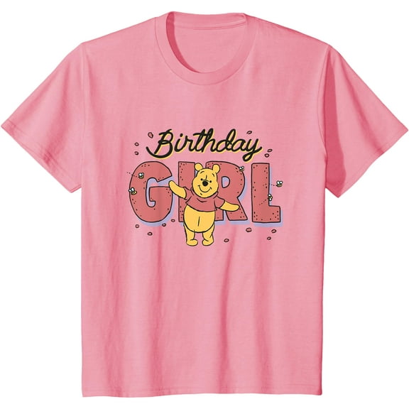 Winnie the Pooh Birthday Girl Buzzing Bees Youth T-Shirt for Boy Girl Kids Toddler, Light Pink Color, Size 2T