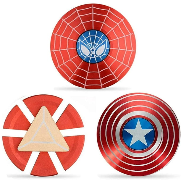 Superhero Fidget Spinners Metal, Fidget Spinner Gifts for Adults and Kids, Anti Stress Anxiety Relief Figets Toy, Finger Hand Spinner Toys Small  Gadget Red 