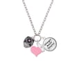 thumbnail image 2 of Delight Jewelry Silvertone Diagonal Banded Barrel with Pink Crystals Spinner - Light Pink Heart Nurse Strong Zoe Necklace, 2 of 4