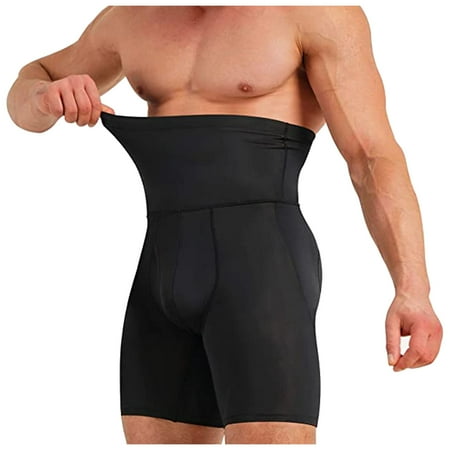 

Alrise Sleep Underwear Men Shorts High Waist Slimming Shapewear Belly Girdle Brief Tight Trousers Black XL